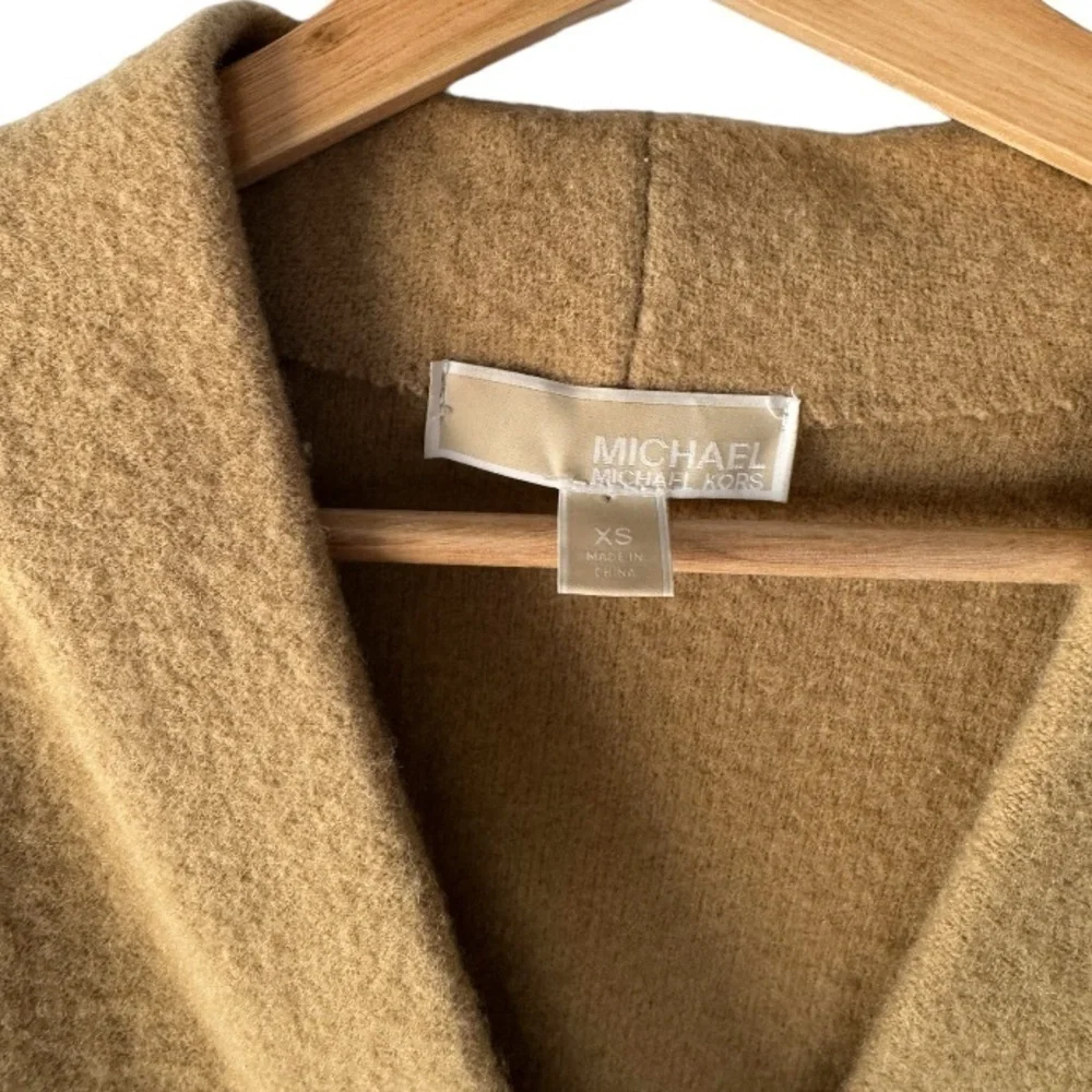 Michael Kors oversized tan wool coat with buckles, size XS